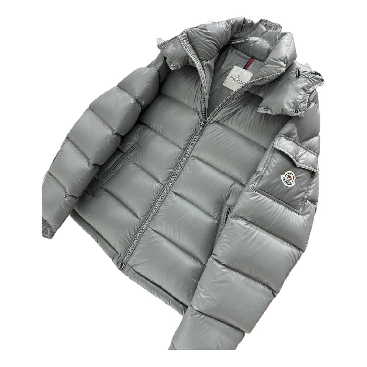 Moncler Maya Hooded Down Puffer Jacket – Gray