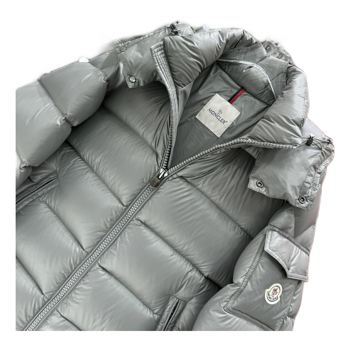 Moncler Maya Hooded Down Puffer Jacket – Gray