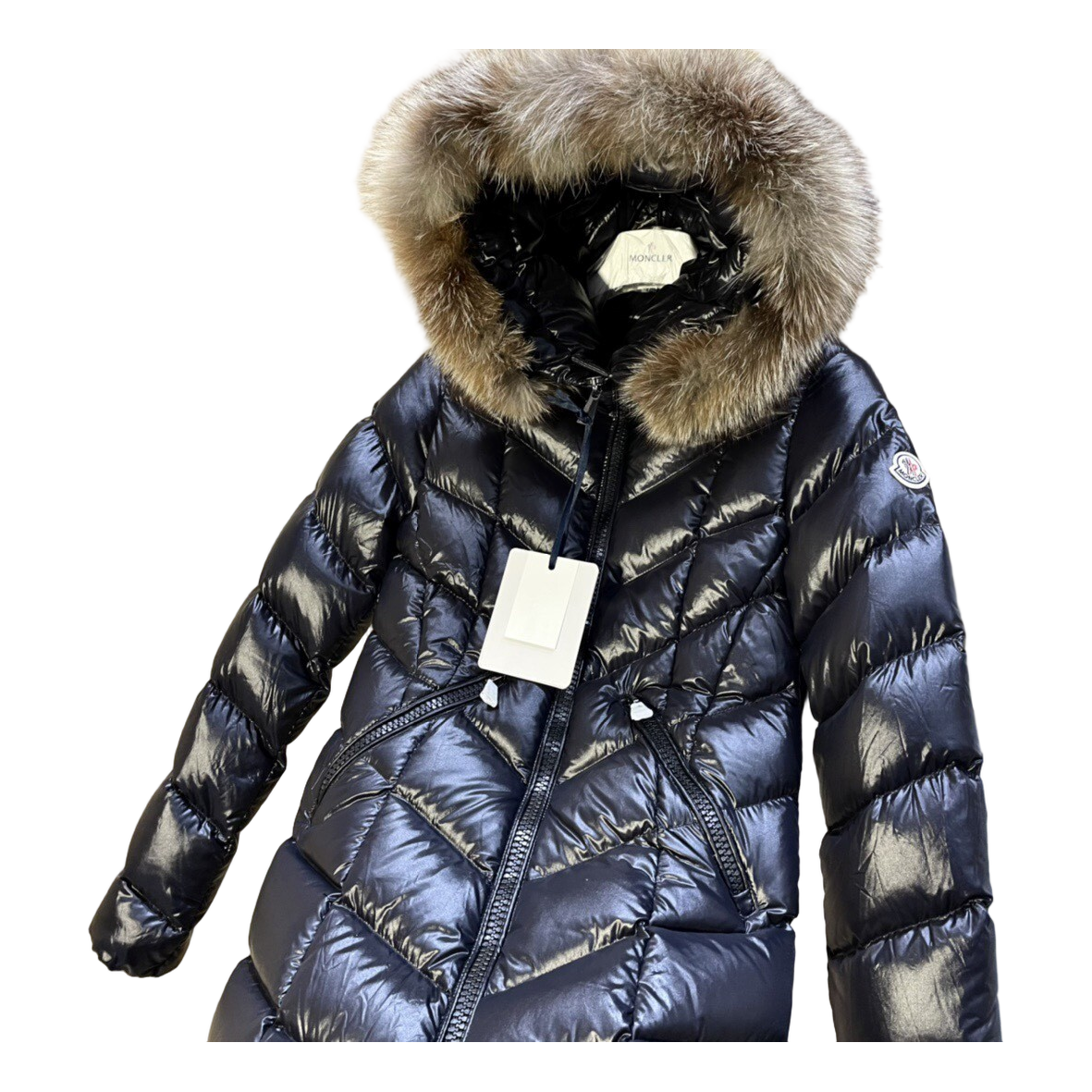Moncler Fulmarus Chevron-Quilted Hooded Puffer Coat — Black