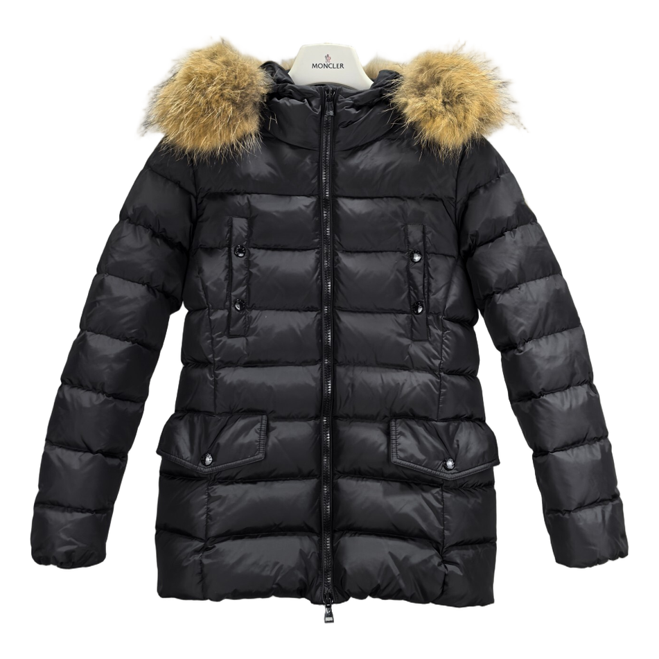 Moncler Four-Pocket Belted Fur-Trim Puffer Jacket – Black