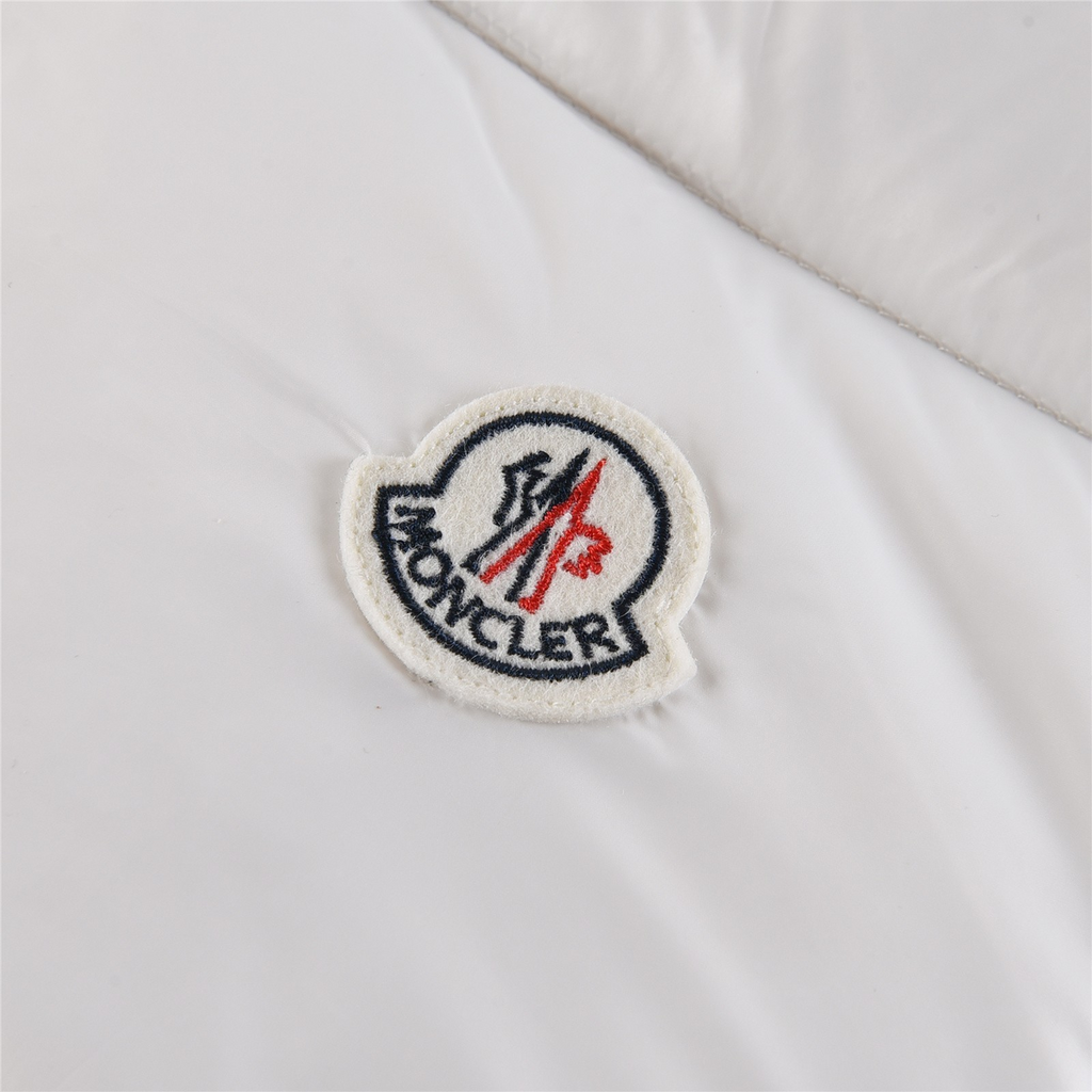 Moncler Tricolour Sleeve-Stripe Hooded Puffer Jacket – White