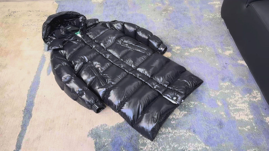 Moncler Hanoverian Glossy Hooded Long Down Coat