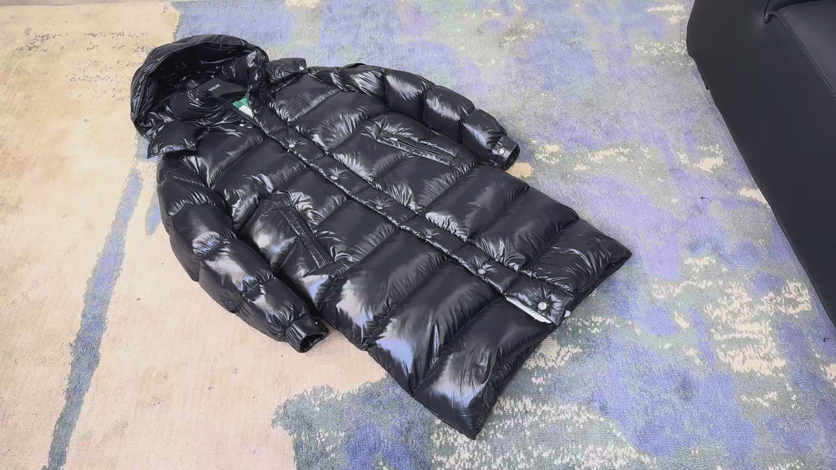 Moncler Hanoverian Glossy Hooded Long Down Coat