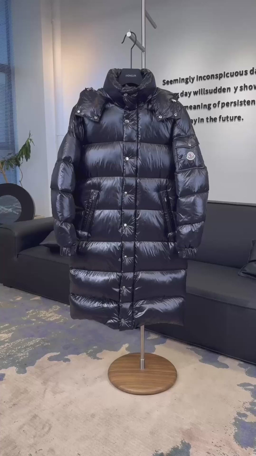 Moncler Hanoverian Glossy Hooded Long Down Coat