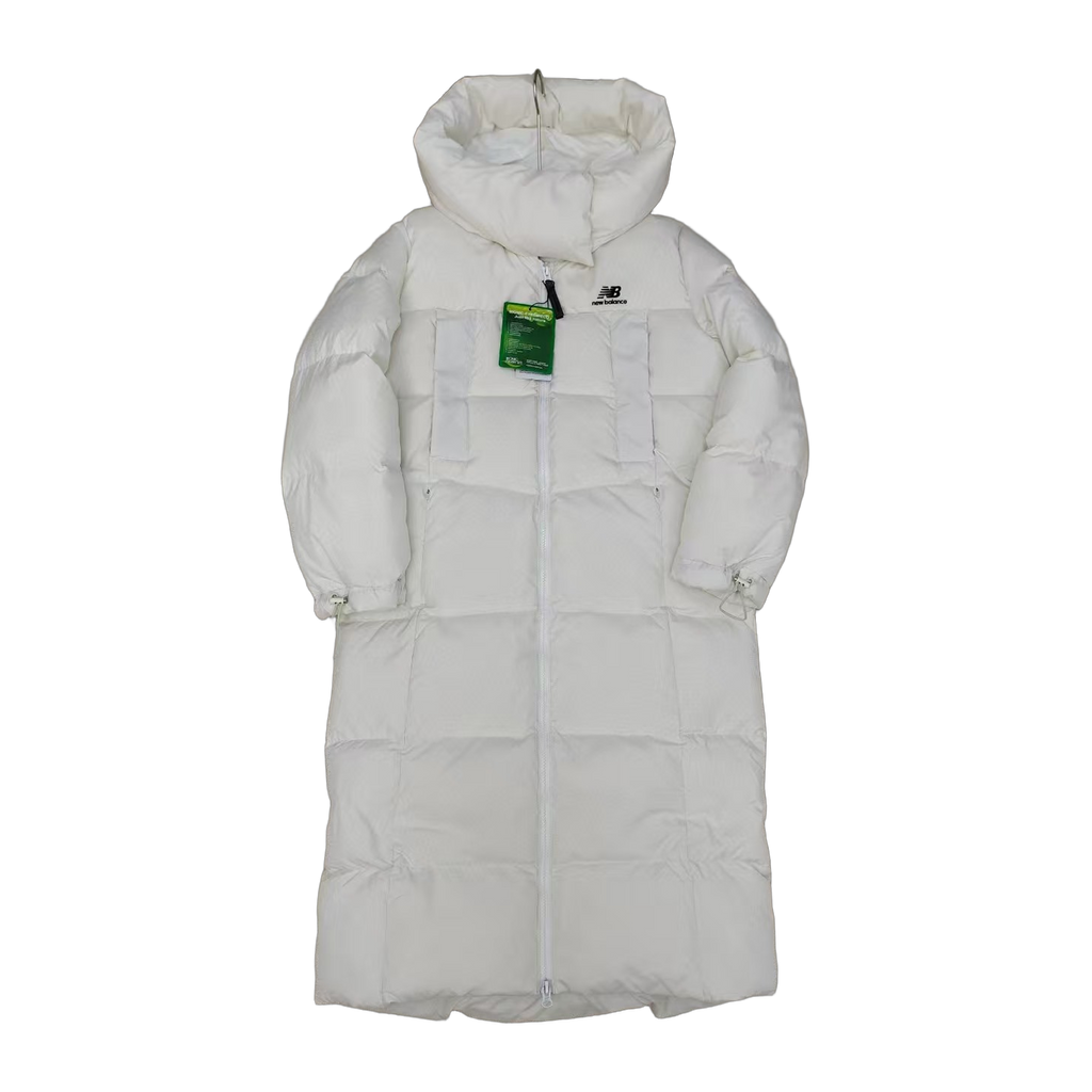 New Balance Long Hooded Puffer Coat – Off White