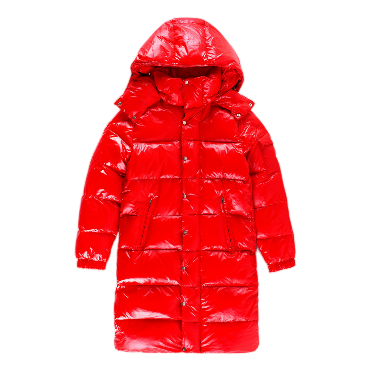Moncler Hanoverian Glossy Hooded Long Down Coat – Red
