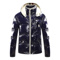 Moncler Contrast-Trim Glossy Hooded Puffer Jacket