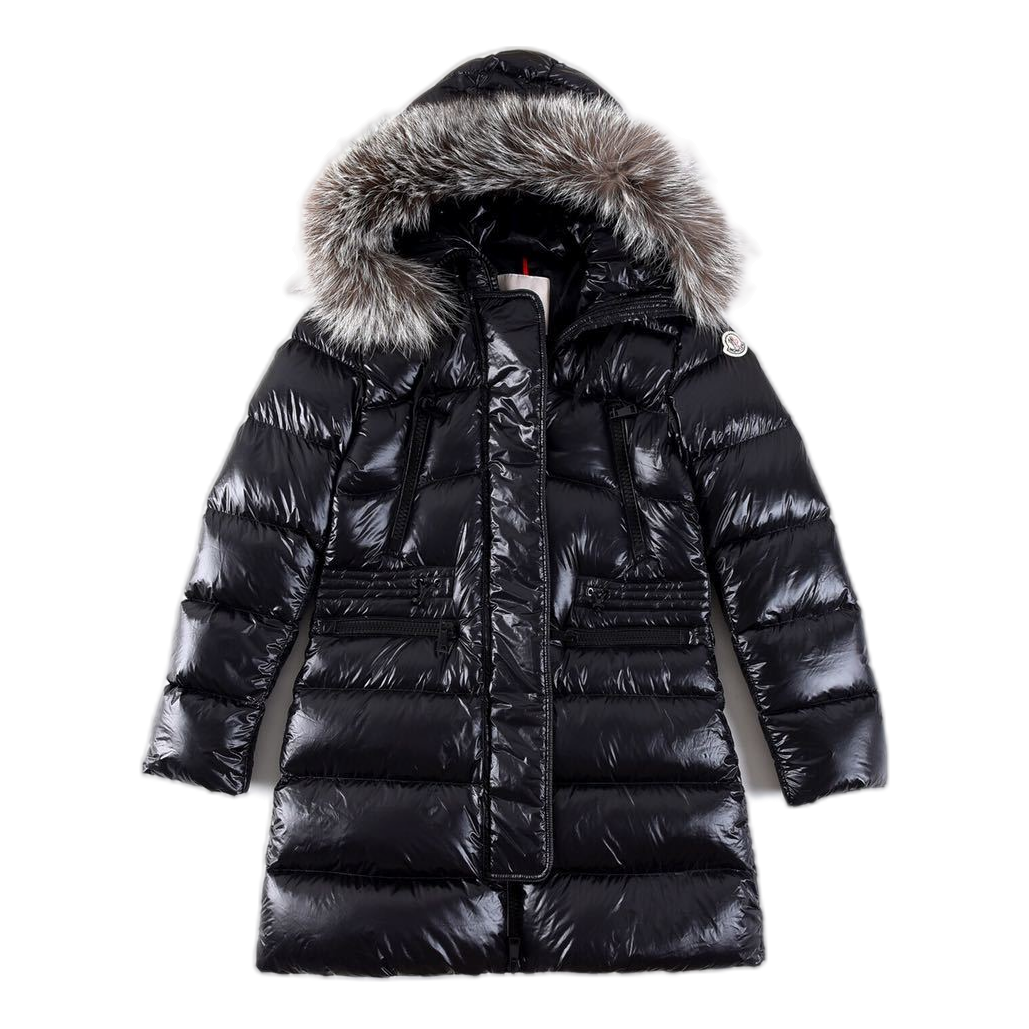 Moncler Fur-Trim Drawstring-Waist Long Puffer Jacket