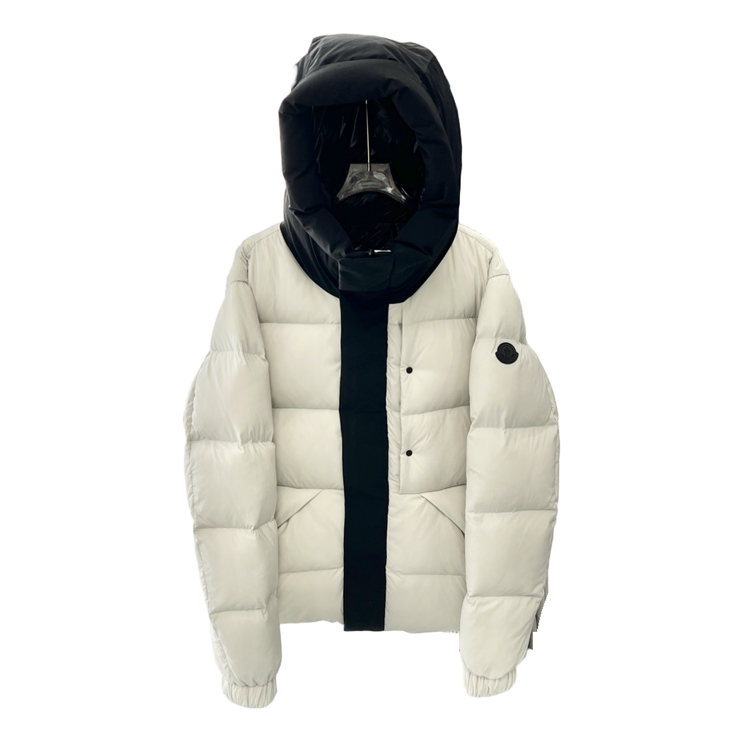 Moncler Contrast-Hood Colour-Block Puffer Jacket