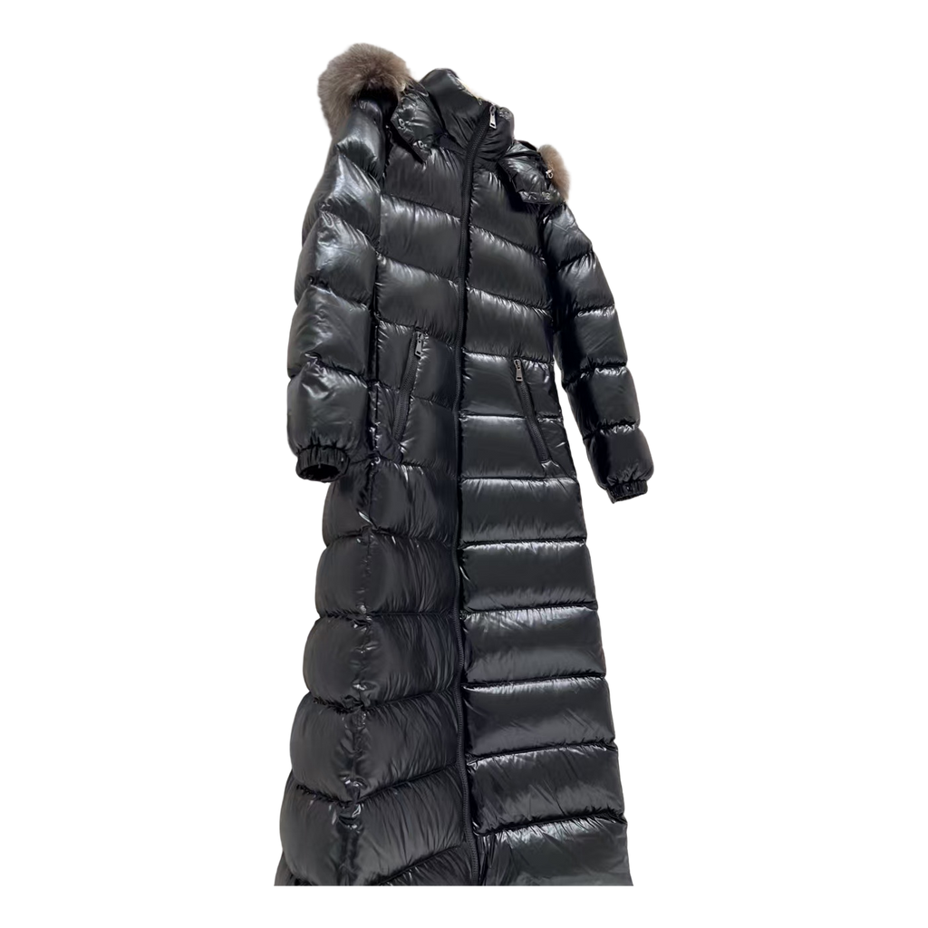 Moncler Hudson Fur-Trim Long Puffer Coat
