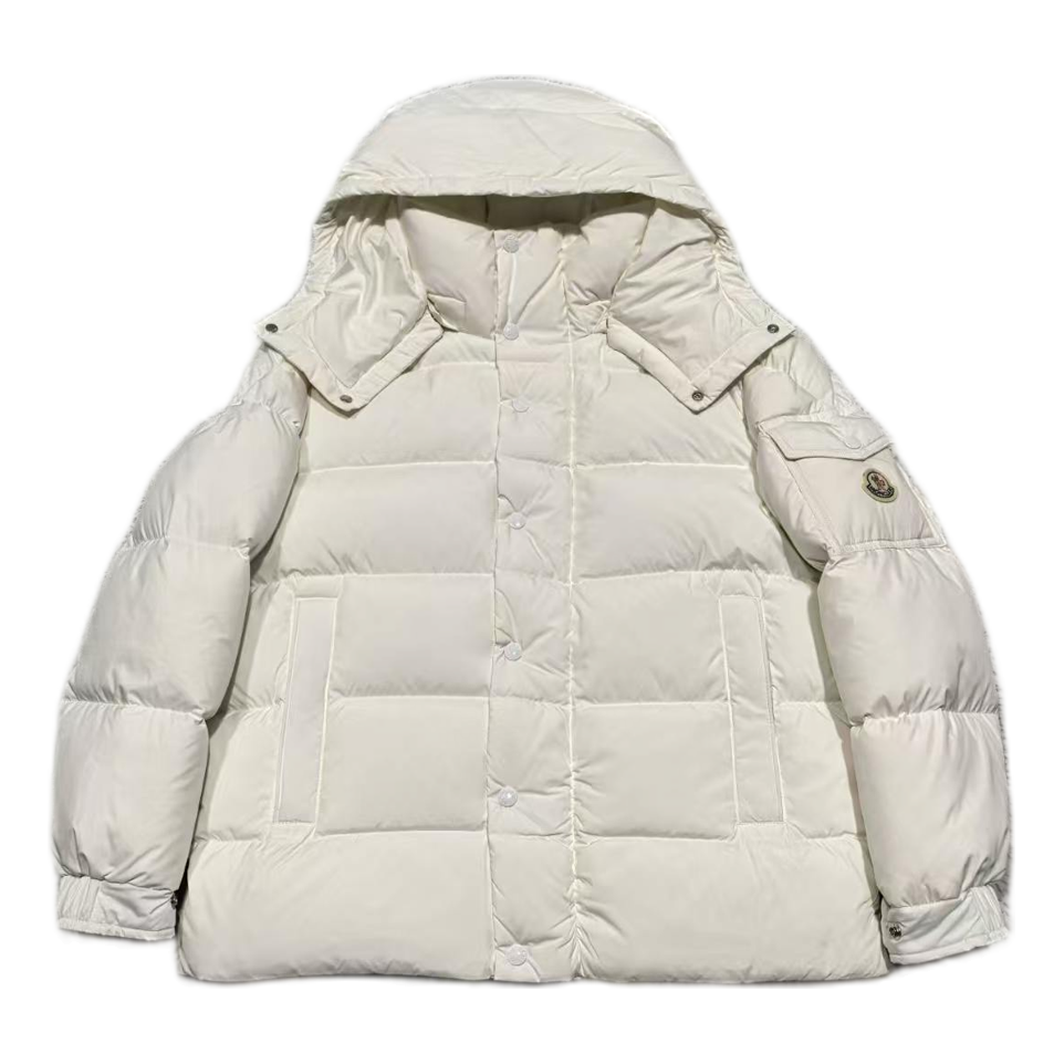 Moncler Matte Snap-Front Hooded Down Puffer Jacket
