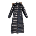 Moncler Glossy Fur-Trim Hooded Long Puffer Coat