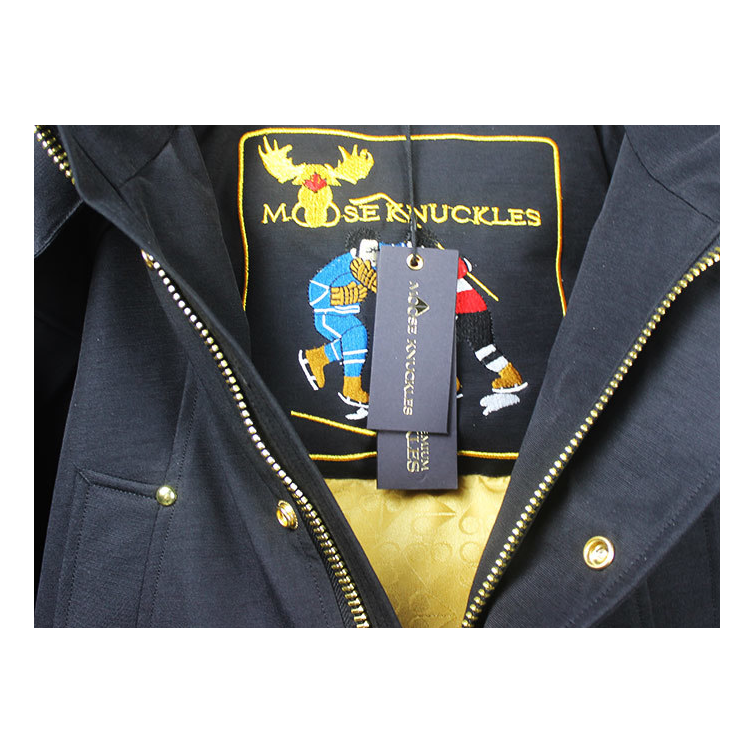 Moose Knuckles Stag Lake Fur-Trim Down Parka with Gold-Tone Hardware – Black