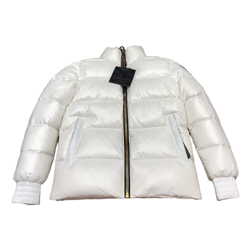 Moose Knuckles Logo-Zip Quilted Down Bomber Jacket – Off White