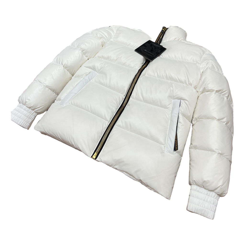 Moose Knuckles Logo-Zip Quilted Down Bomber Jacket – Off White