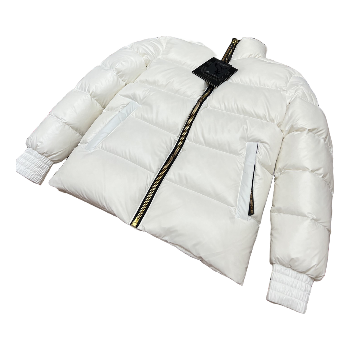 Moose Knuckles Logo-Zip Quilted Down Bomber Jacket – Off White