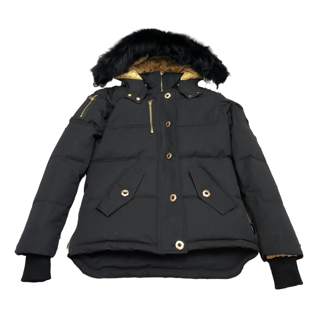 Moose Knuckles Gold 3Q Fur-Trim Hooded Down Jacket – Black
