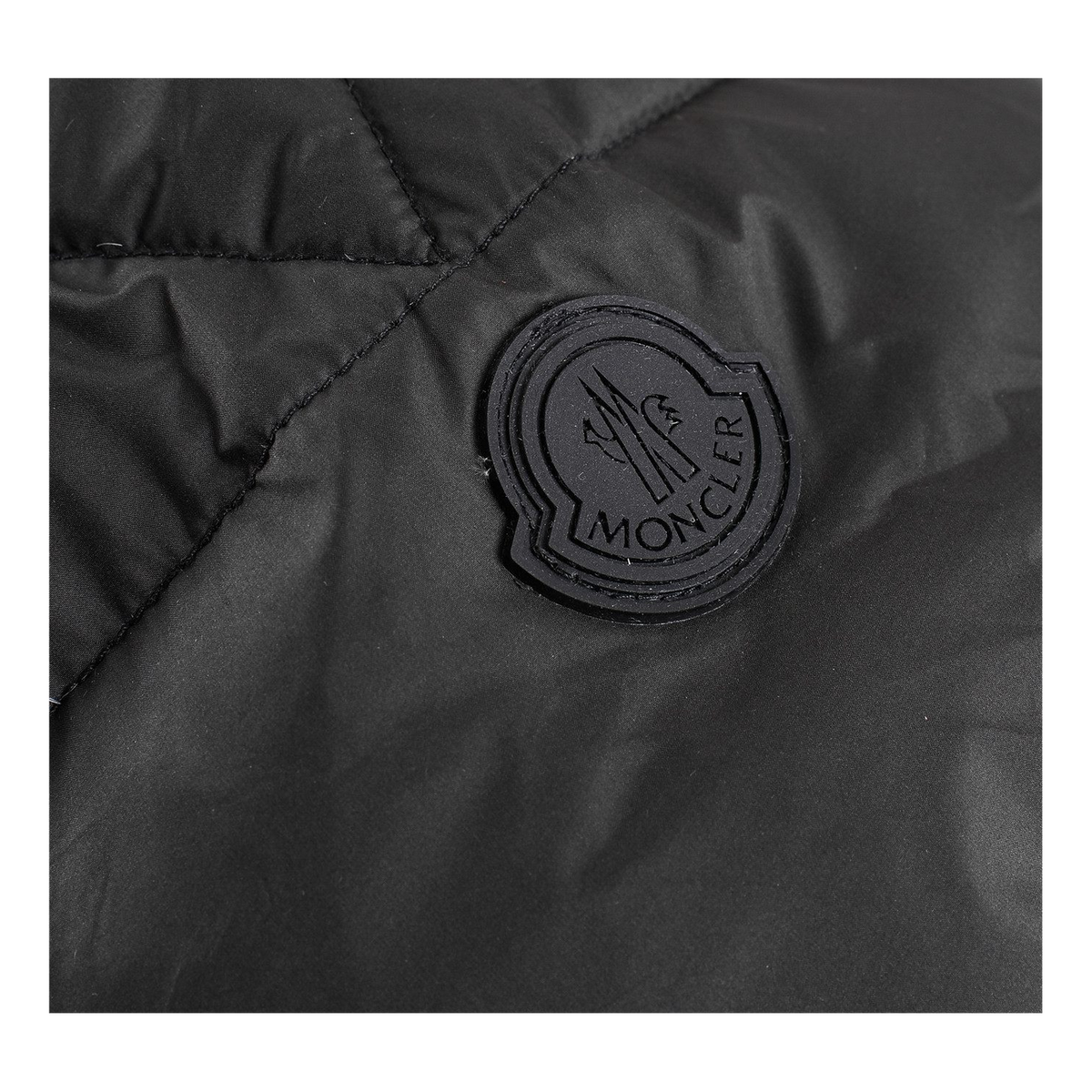 Moncler Contrast-Lined Logo-Hood Puffer Jacket – Black