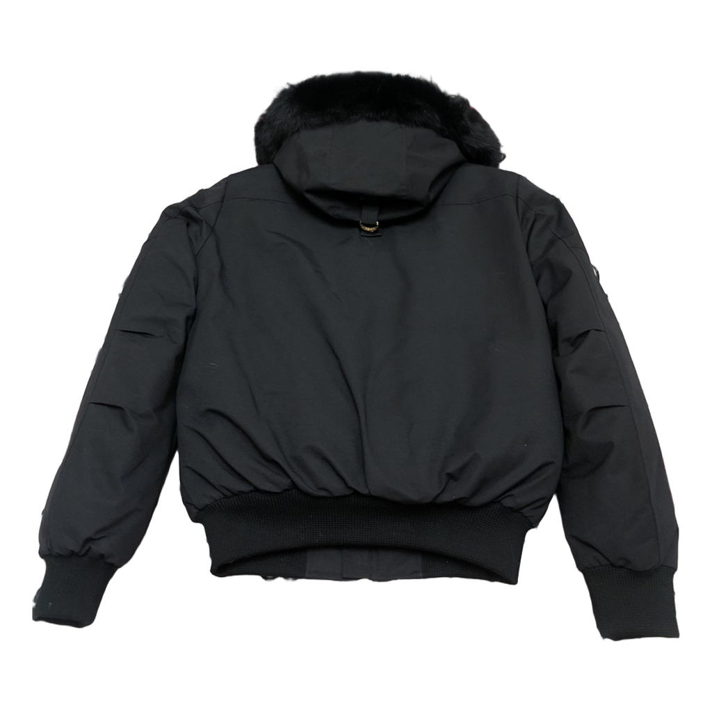 Moose Knuckles Gold Ballistic Fur-Trim Down Bomber Jacket – Black