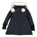 Moose Knuckles Stirling Fur-Trim Down Parka with Pom-Pom Hood – Navy