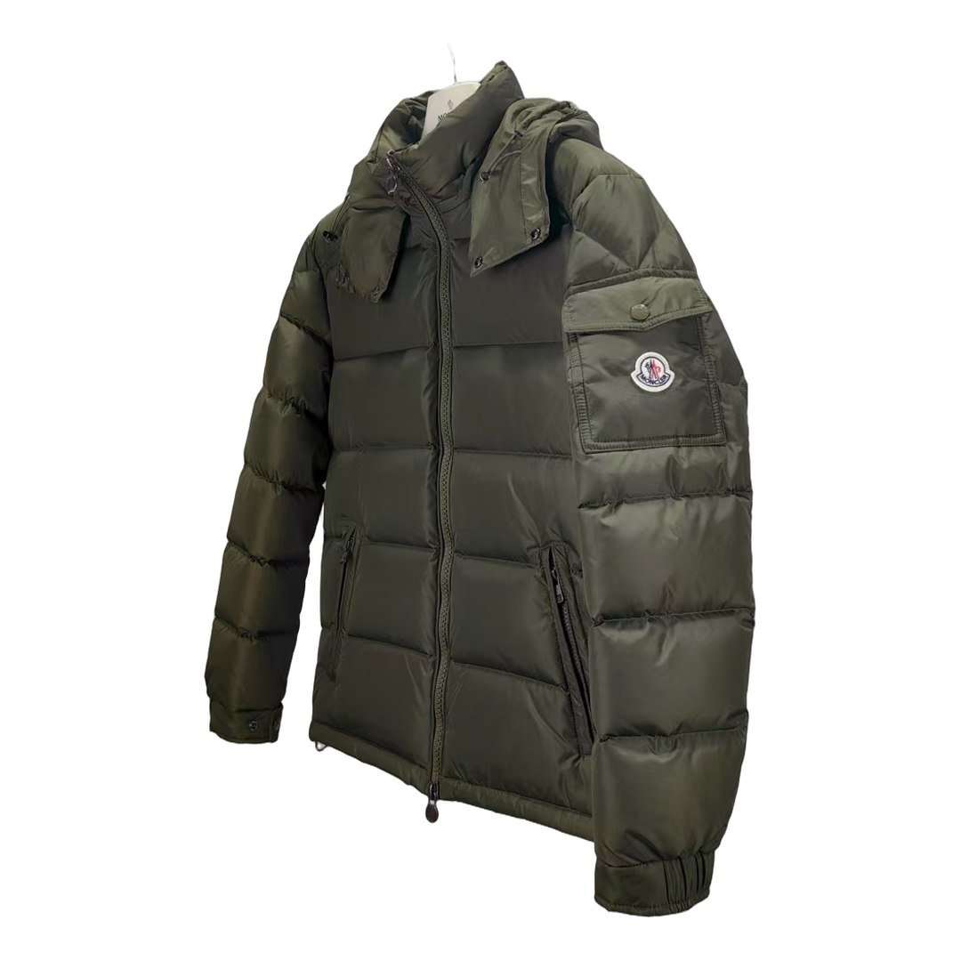Moncler Maya Matte Hooded Down Puffer Jacket – Olive Green