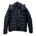 Moncler Vertical-Logo Placket Hooded Puffer Jacket – Black