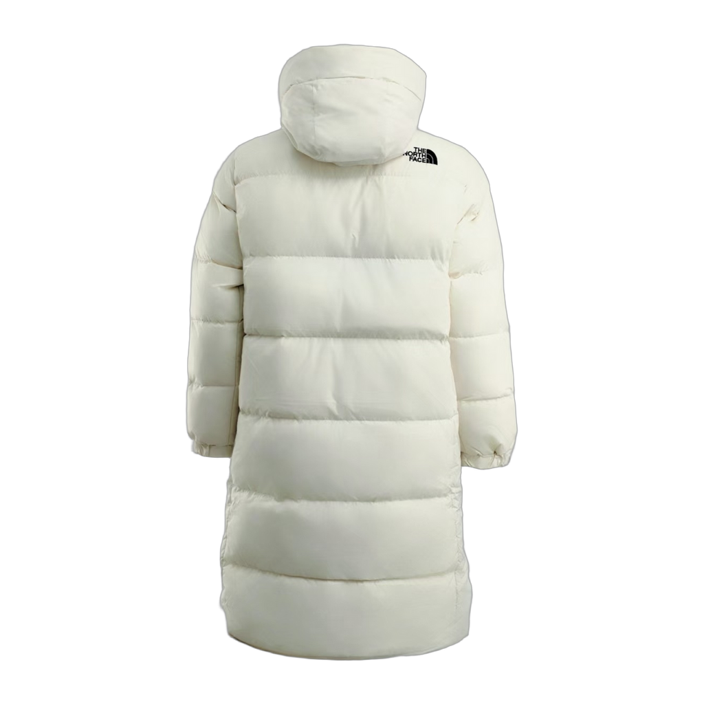 The North Face Color-Block Long Hooded Down Coat – White